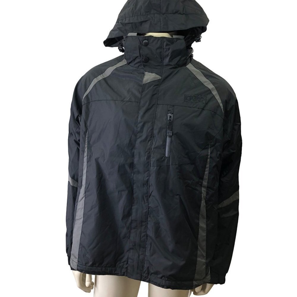 CHAPS MEN'S WATER RESISTANT FLEECE-LINED HOODED JACKET /COAT LG NWT
